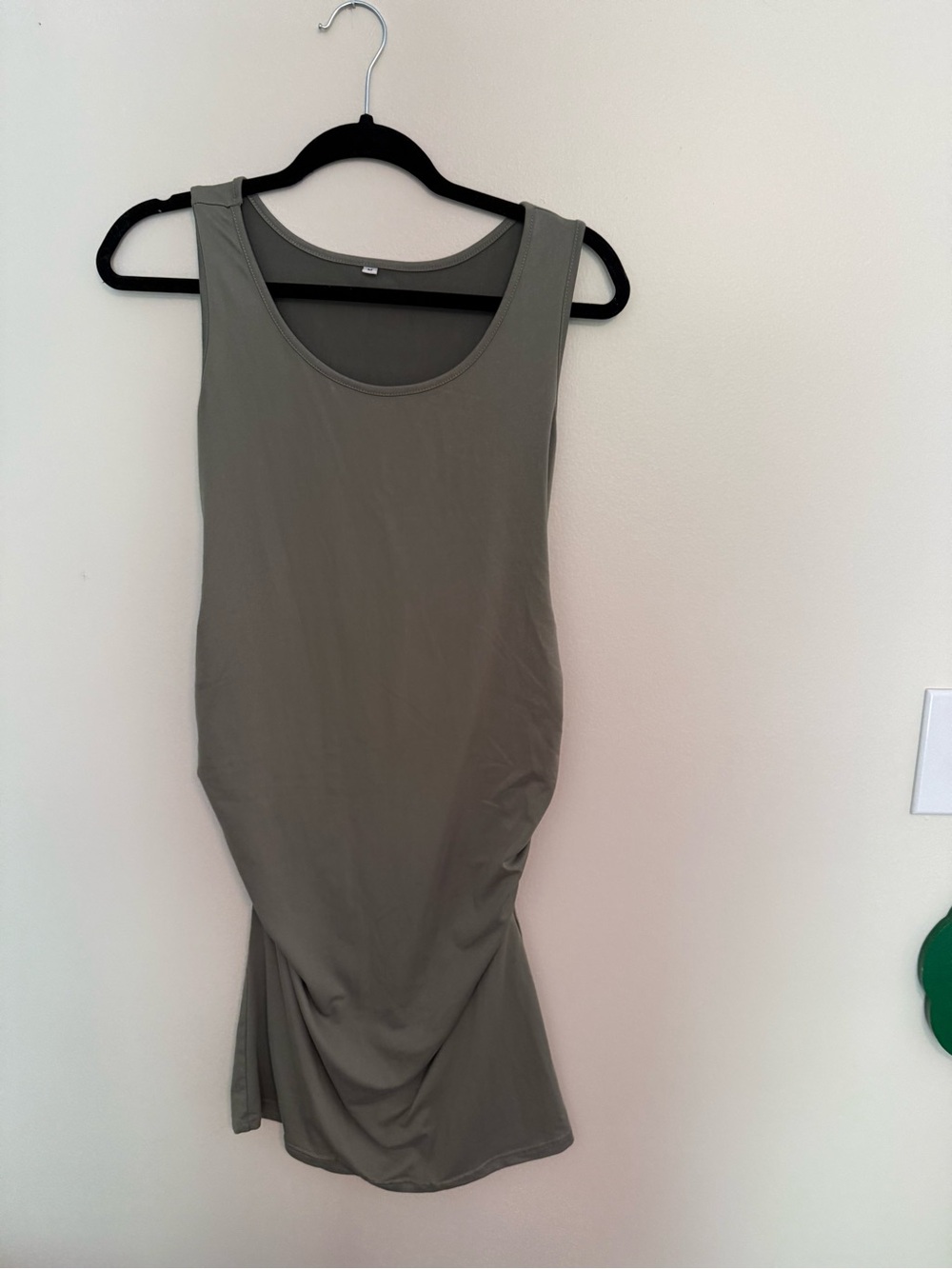 Women's Sleeveless Scoop Neck Maternity Dress - Olive